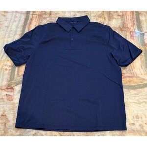 Kit And Ace Mens Polo Shirt Blue Front Button Placket Short Sleeve Lightweight L